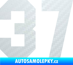 Samolepka Startovní číslo 37 3D karbon bílý