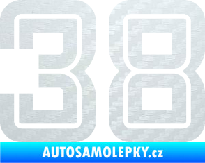 Samolepka Startovní číslo 38 typ 7 3D karbon bílý