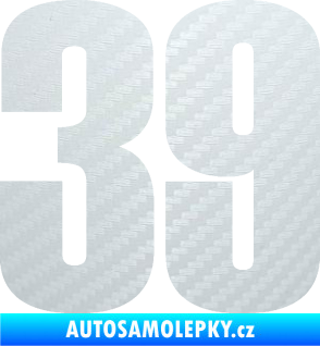 Samolepka Startovní číslo 39 typ 2      3D karbon bílý