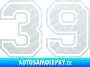Samolepka Startovní číslo 39 typ 4 3D karbon bílý