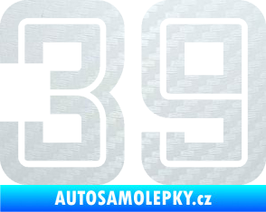 Samolepka Startovní číslo 39 typ 7 3D karbon bílý