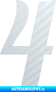 Samolepka Startovní číslo 4 typ 3 3D karbon bílý