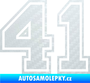 Samolepka Startovní číslo 41 typ 4 3D karbon bílý