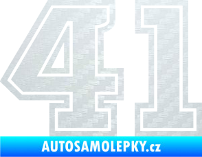 Samolepka Startovní číslo 41 typ 5 3D karbon bílý