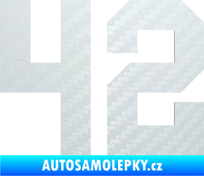 Samolepka Startovní číslo 42 3D karbon bílý