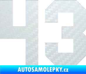 Samolepka Startovní číslo 43 3D karbon bílý
