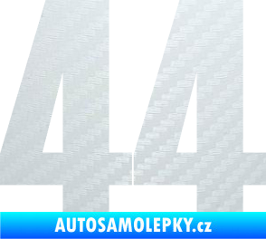 Samolepka Startovní číslo 44 typ 2     3D karbon bílý