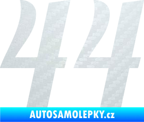 Samolepka Startovní číslo 44 typ 3 3D karbon bílý
