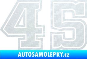 Samolepka Startovní číslo 45 typ 5 3D karbon bílý