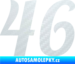 Samolepka Startovní číslo 46 typ 3 3D karbon bílý
