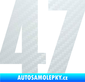 Samolepka Startovní číslo 47 typ 2       3D karbon bílý