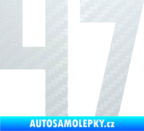Samolepka Startovní číslo 47 3D karbon bílý