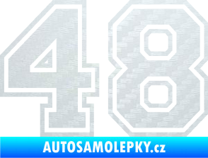Samolepka Startovní číslo 48 typ 4 3D karbon bílý