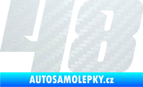 Samolepka Startovní číslo 48 typ 6 3D karbon bílý