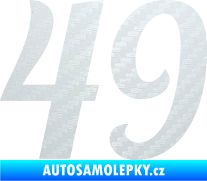 Samolepka Startovní číslo 49 typ 3 3D karbon bílý