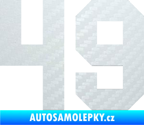 Samolepka Startovní číslo 49 3D karbon bílý