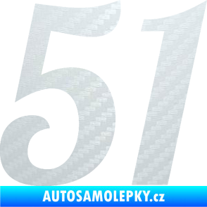 Samolepka Startovní číslo 51 typ 3 3D karbon bílý