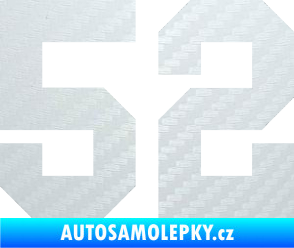 Samolepka Startovní číslo 52 3D karbon bílý