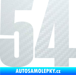 Samolepka Startovní číslo 54 typ 2   3D karbon bílý