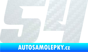 Samolepka Startovní číslo 54 typ 6 3D karbon bílý