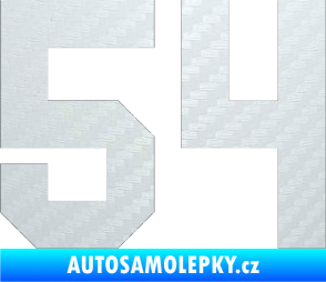 Samolepka Startovní číslo 54 3D karbon bílý