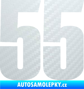 Samolepka Startovní číslo 55 typ 2   3D karbon bílý