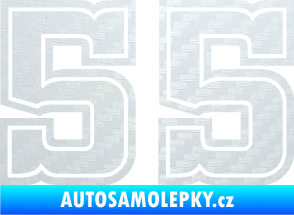 Samolepka Startovní číslo 55 typ 5 3D karbon bílý