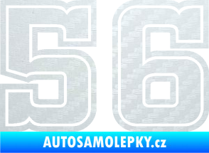 Samolepka Startovní číslo 56 typ 5 3D karbon bílý
