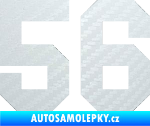 Samolepka Startovní číslo 56 3D karbon bílý