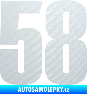 Samolepka Startovní číslo 58 typ 2    3D karbon bílý