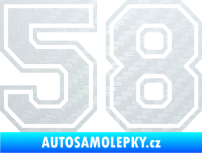 Samolepka Startovní číslo 58 typ 4 3D karbon bílý