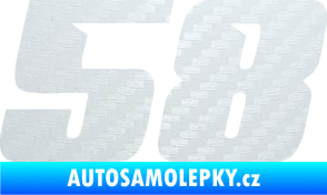 Samolepka Startovní číslo 58 typ 6 3D karbon bílý