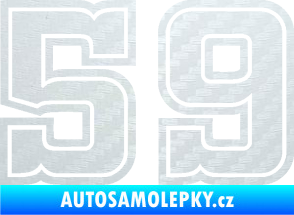 Samolepka Startovní číslo 59 typ 5 3D karbon bílý