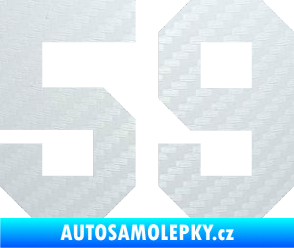Samolepka Startovní číslo 59 3D karbon bílý