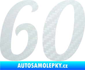 Samolepka Startovní číslo 60 typ 3 3D karbon bílý
