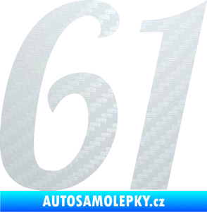 Samolepka Startovní číslo 61 typ 3 3D karbon bílý