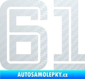 Samolepka Startovní číslo 61 typ 7 3D karbon bílý