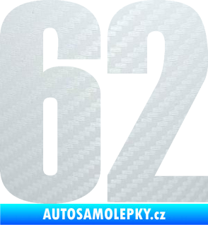 Samolepka Startovní číslo 62 typ 2  3D karbon bílý