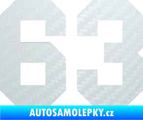 Samolepka Startovní číslo 63 3D karbon bílý