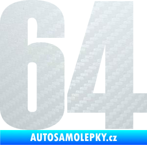 Samolepka Startovní číslo 64 typ 2    3D karbon bílý