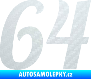 Samolepka Startovní číslo 64 typ 3 3D karbon bílý