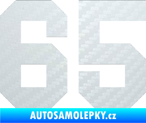 Samolepka Startovní číslo 65 3D karbon bílý