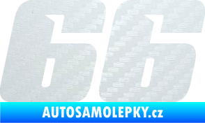 Samolepka Startovní číslo 66 typ 6 3D karbon bílý