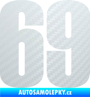 Samolepka Startovní číslo 69 typ 2        3D karbon bílý