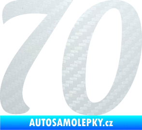Samolepka Startovní číslo 70 typ 3  3D karbon bílý