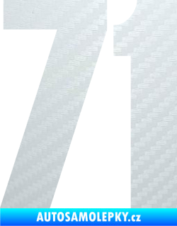 Samolepka Startovní číslo 71 typ 2  3D karbon bílý