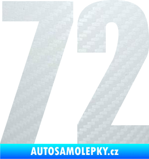 Samolepka Startovní číslo 72 typ 2   3D karbon bílý