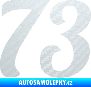 Samolepka Startovní číslo 73 typ 3   3D karbon bílý