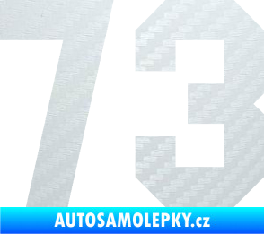 Samolepka Startovní číslo 73 3D karbon bílý