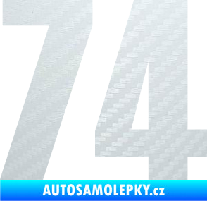 Samolepka Startovní číslo 74 typ 2     3D karbon bílý